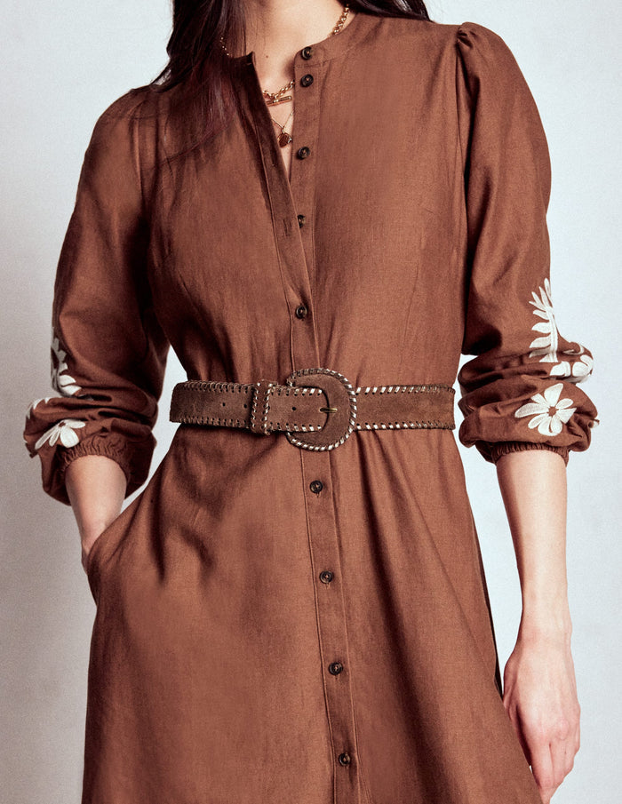 Covered Whipstitch Belt Tan