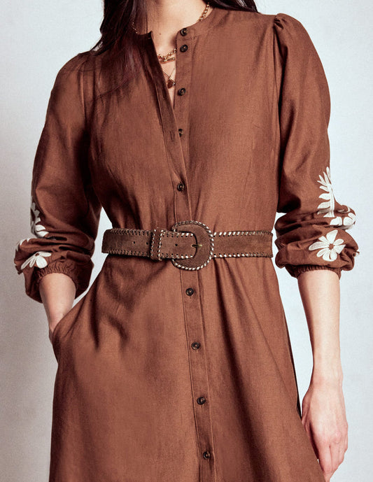 Covered Whipstitch Belt Tan