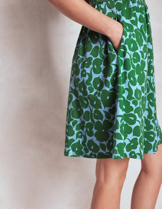 Louisa Short Jersey Dress Highland Green, Leafy Grove