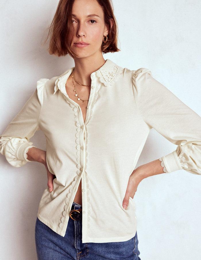 Lace Collar Blouse Ivory