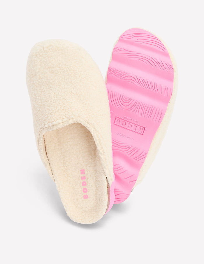 Contrast Sole Mule Slippers Natural