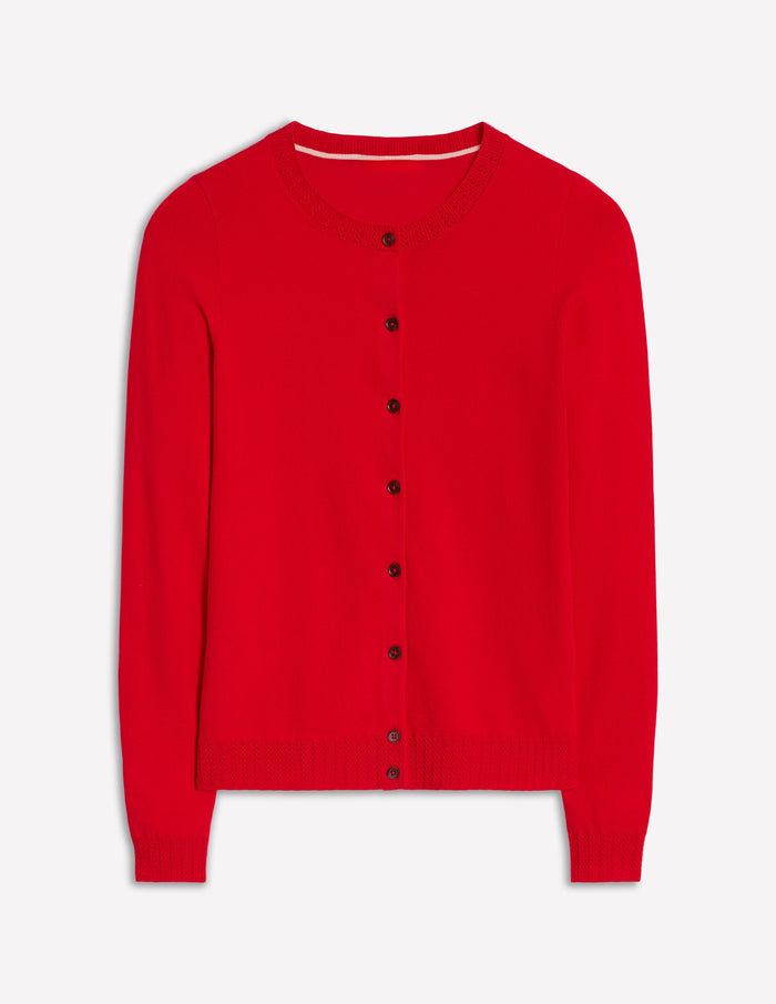 Emilia Cotton Crew Cardigan Poppy Red