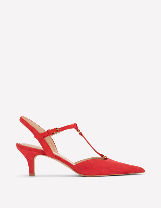T-Bar Point Heels Post Box Red