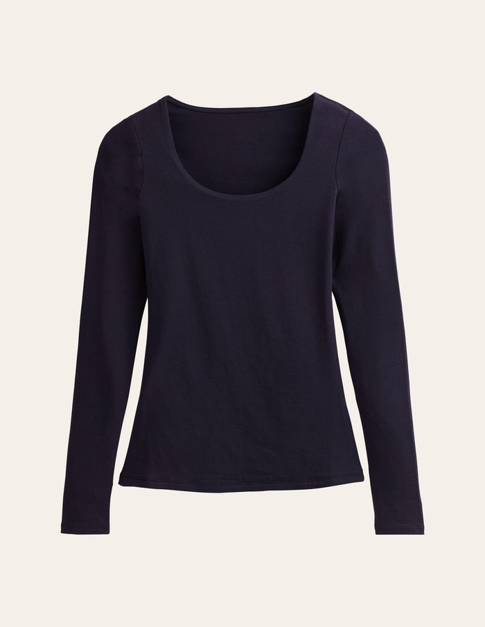 Double Layer Scoop Long Sleeve Navy