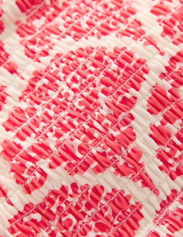 Milos Smocked Bikini Top Jam Red, Blossomy