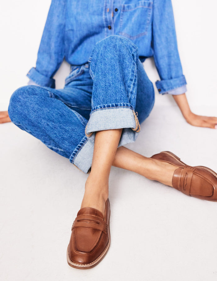Nya Penny Loafers Tan Burnished Leather