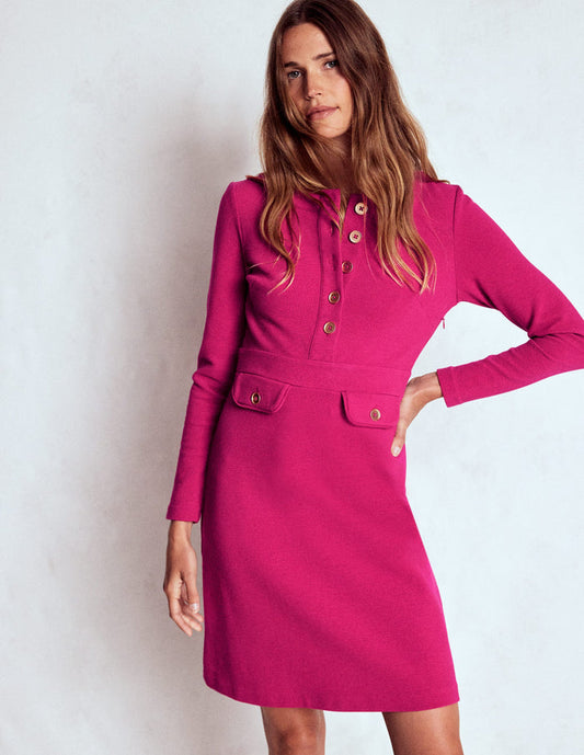 Lavinia Button Shift Dress Vibrant Pink