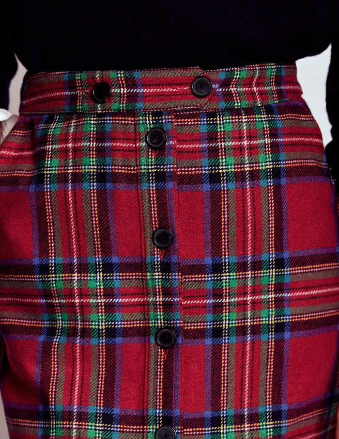 Cecelia Wool Skirt Red, Blue and Green Check