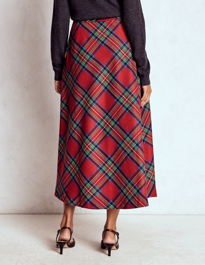 Hayley Wool Midi Skirt Red, Blue and Green Check