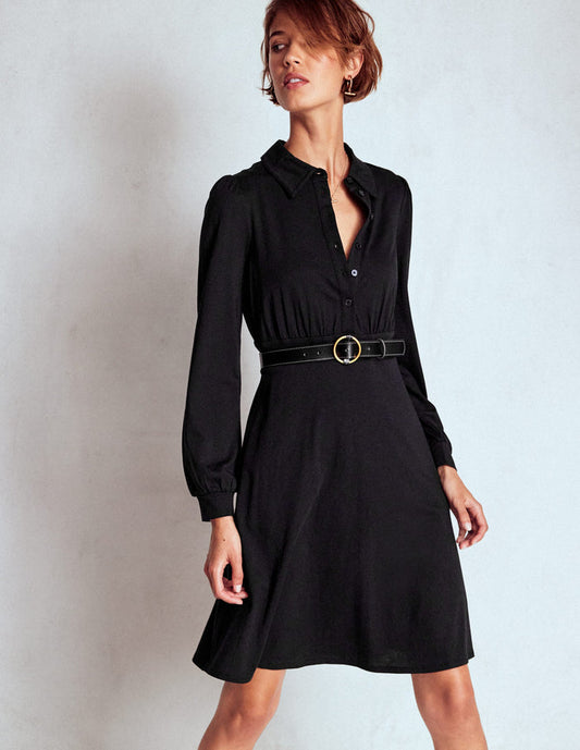 Orla Short Jersey Shirt Dress Black