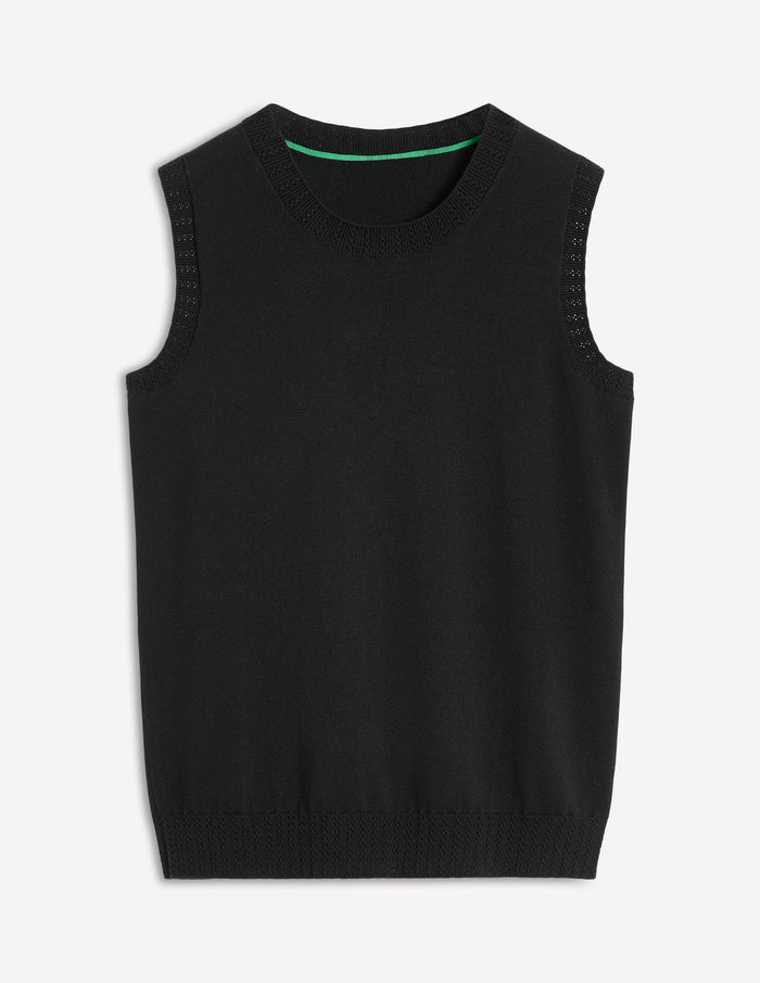 Emilia Cotton Crew Neck Vest Black