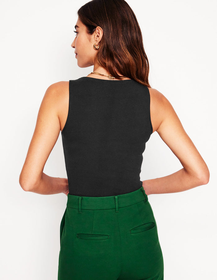 Double Layer Scoop Neck Vest Black
