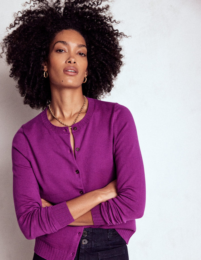 Emilia Cotton Crew Cardigan Regal Purple