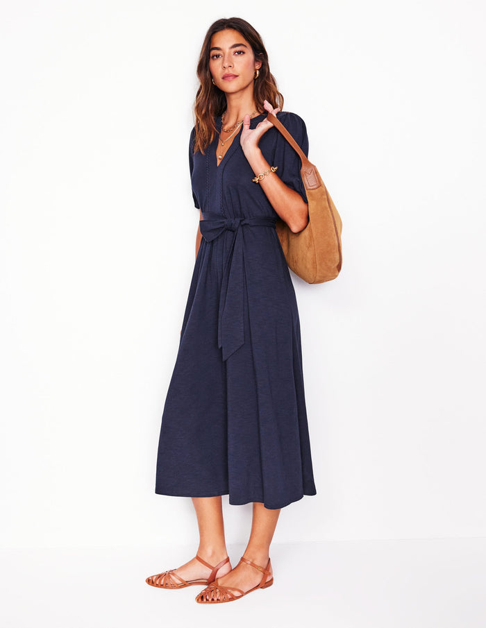 Sofia Trim Jersey Midi Dress Navy