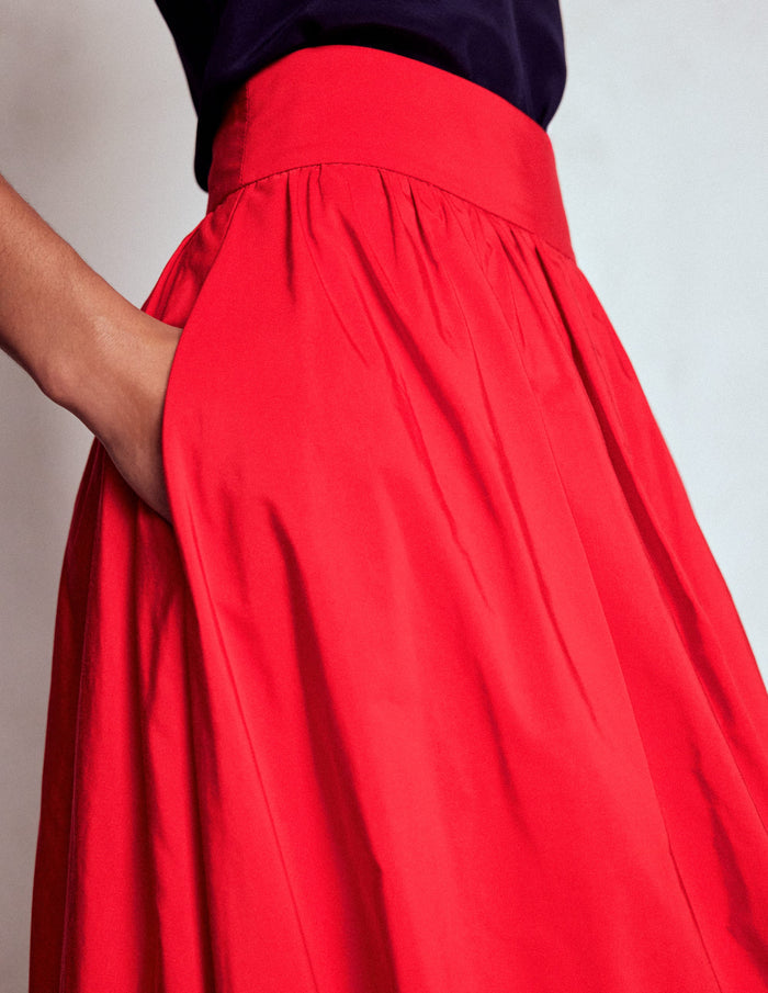 Bubble Hem Midi Skirt Poppy Red