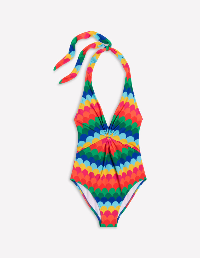 Ruched Loop Swimsuit Multi, Scallop Stripe