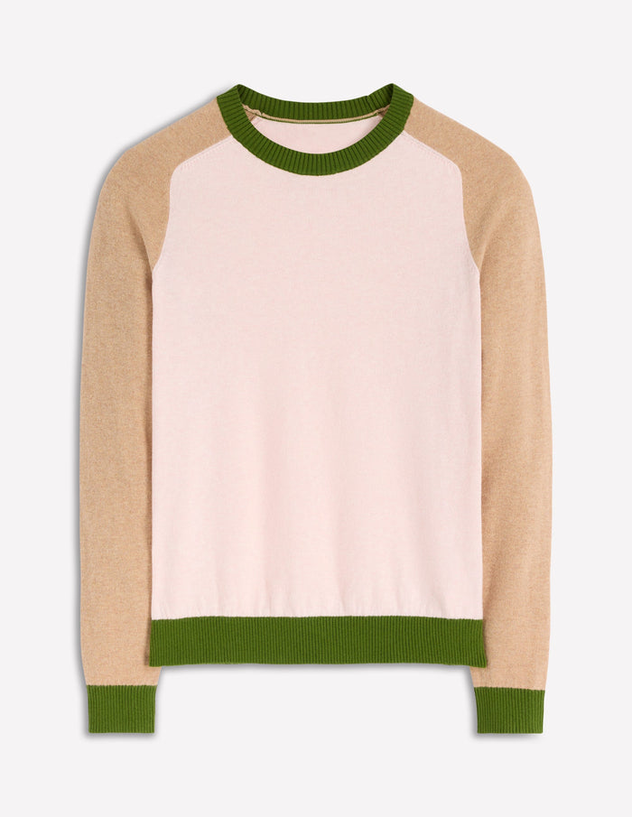 Meg Saddle Sleeve Sweater Pink, Green Colour Block