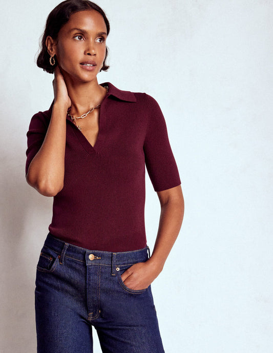 Rib Henley Top Deep Wisteria