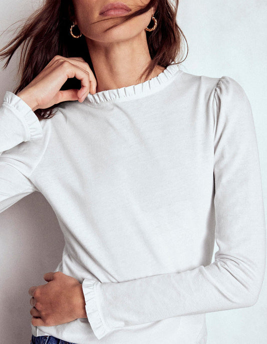 Supersoft Frill Detail Top White