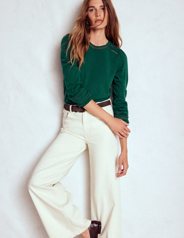 Flo Trim Detail Top Emerald Night
