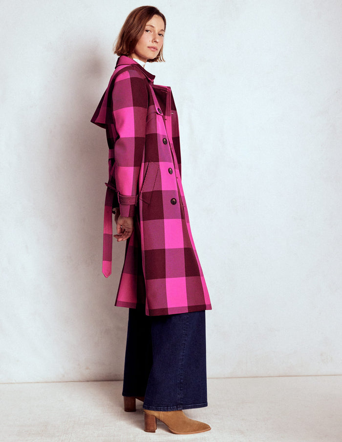 Cheltenham Trench Coat Pink Peony, Chestnut Gingham