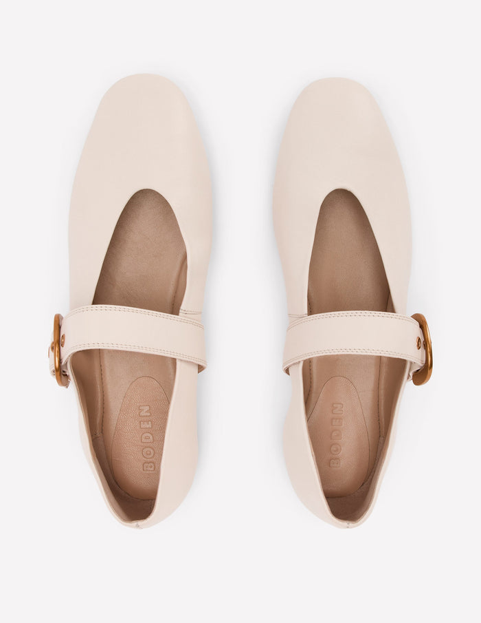 Kylie Flat Buckle Mary Jane Ecru