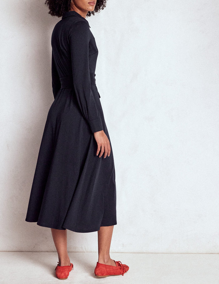Marcia Jersey Shirt Dress Navy
