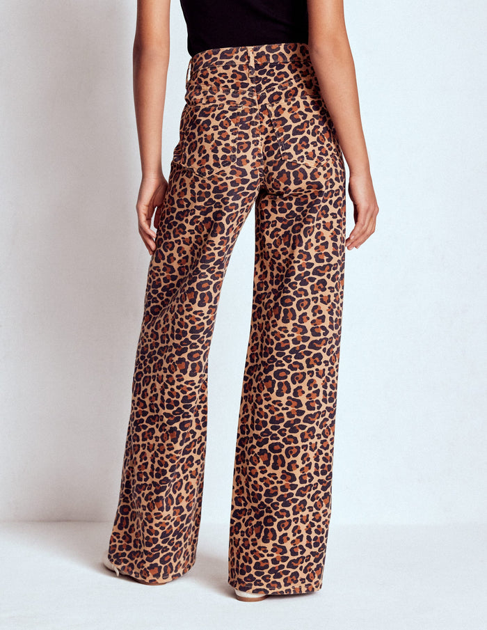 High Rise Wide Leg Jeans Leopard Print