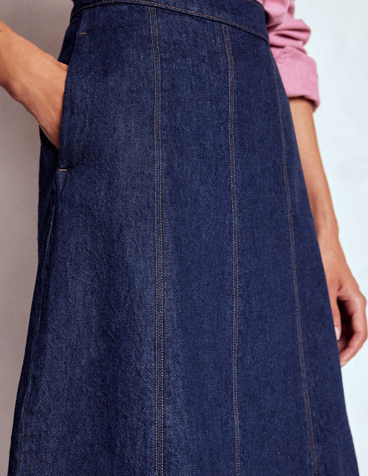 Joy Panelled Denim Skirt indigo