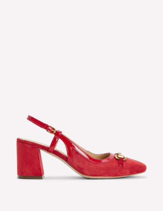 Iris Snaffle Slingback Heels Post Box Red