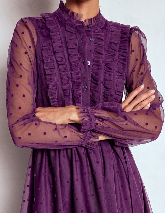 Tulle Ruffle Maxi Dress Viola Purple