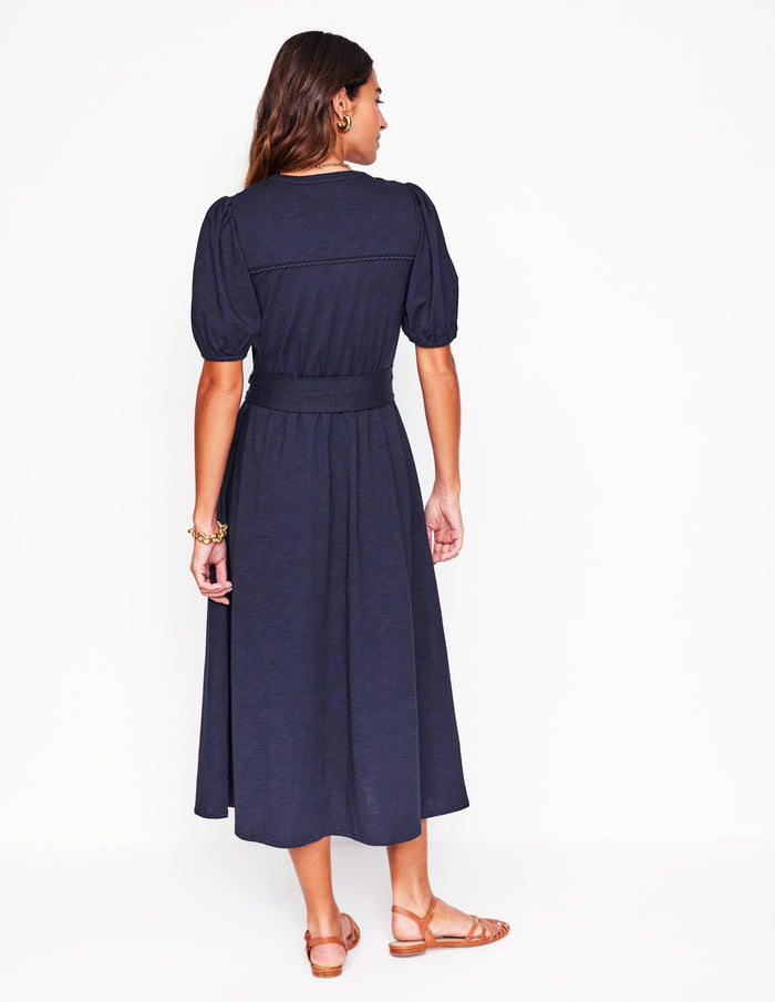 Sofia Trim Jersey Midi Dress Navy