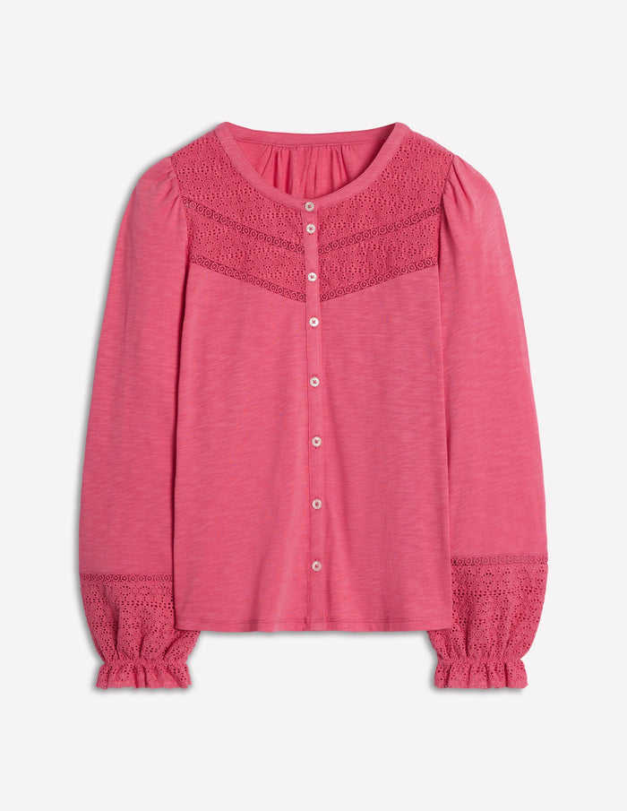 Pippa Broderie Jersey Shirt Rose Pink