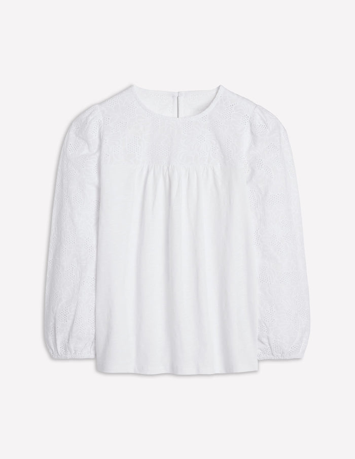 May Broderie Top White