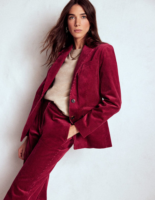Stamford Cord Blazer Burgundy Red
