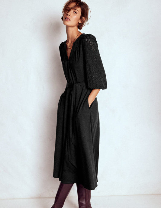 Eden Broderie Jersey Dress Black