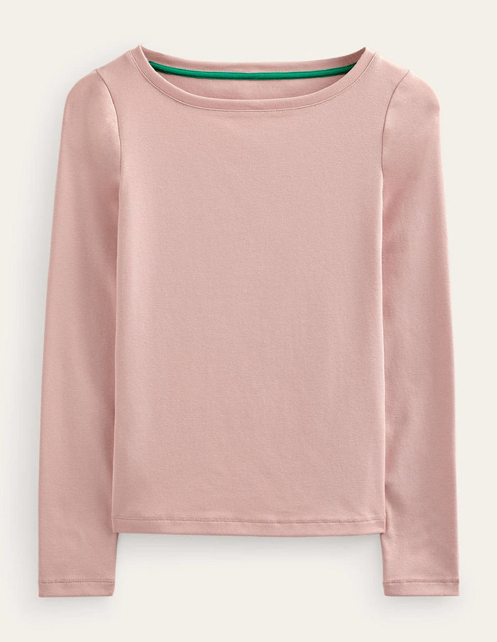 Essential Boat-Neck Jersey Top Milkshake