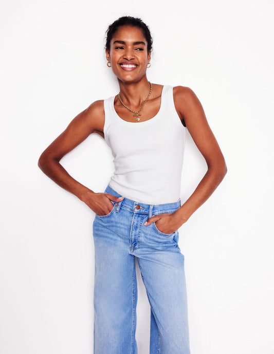 Essential Scoop-Neck Tank White