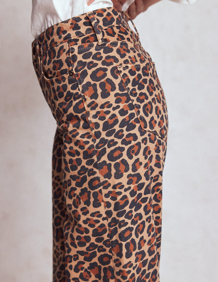 High Rise Wide Leg Jeans Leopard Print
