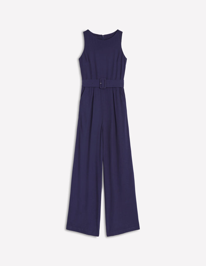 Gwen Slash Neck Jumpsuit Navy
