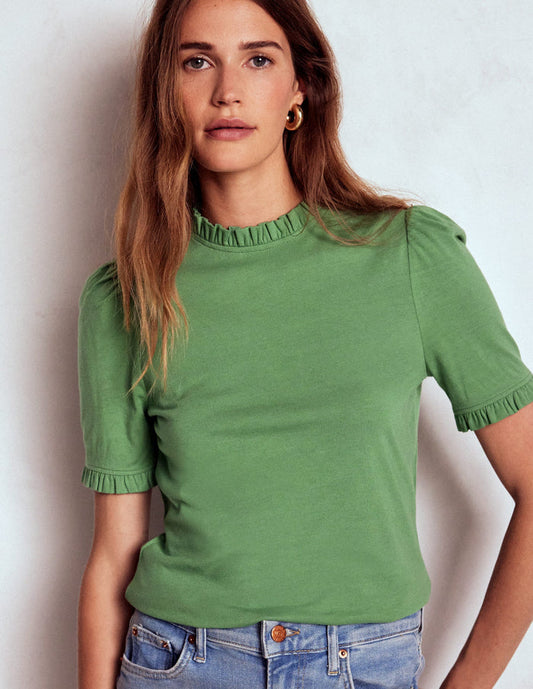Supersoft Frill Detail T-shirt Newt Green