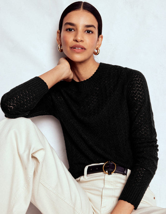 Diane Pointelle Sweater Black
