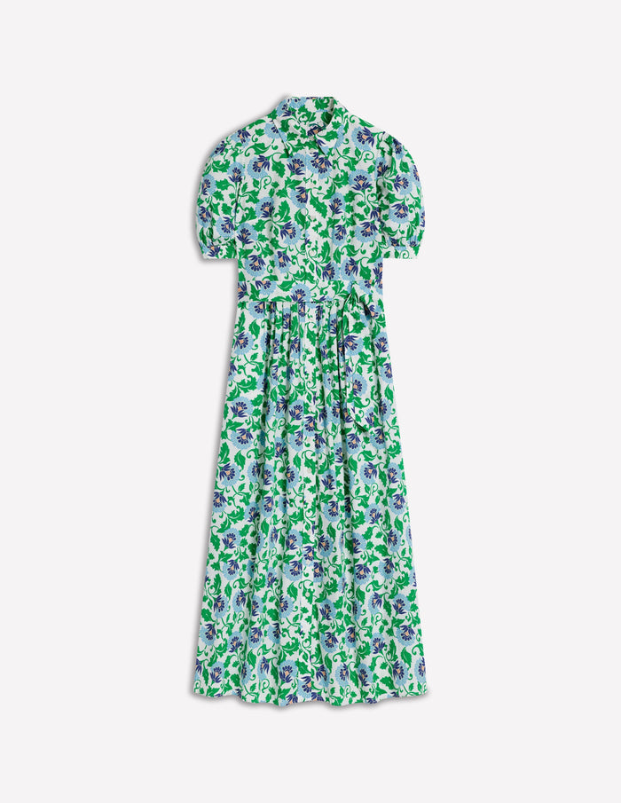 Alexa Maxi Shirt Dress Rich Emerald, Ornate Vine