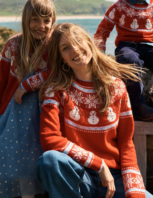 Edie Fair Isle Sweater Red, Snowman