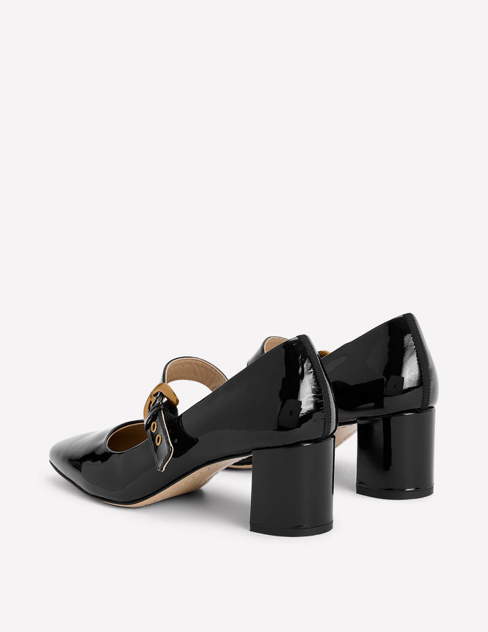 Heeled Buckle Mary Janes Black
