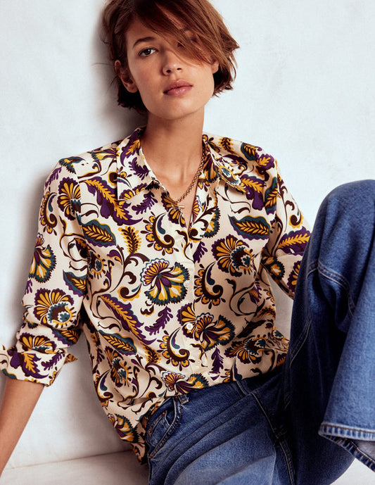 Sienna Silk Shirt Multi, Ornate Meadow