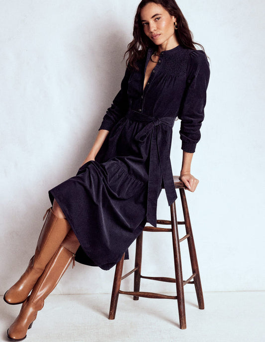 Cecily Cord Midi Dress Navy