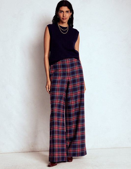 Belgravia Wool Pants Navy, Green and Red Check