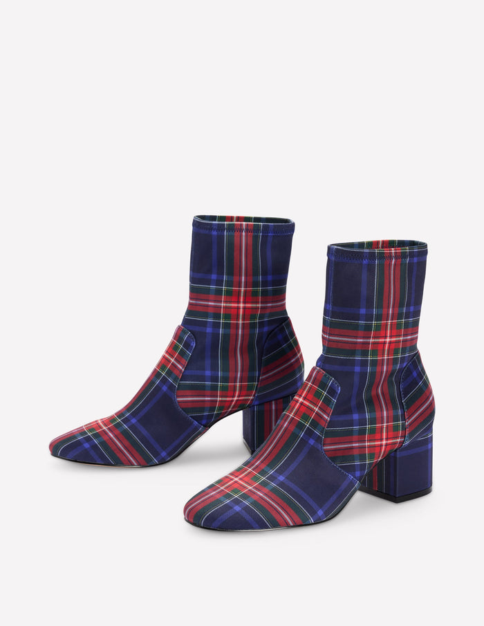 Stretch Ankle Boots Tartan
