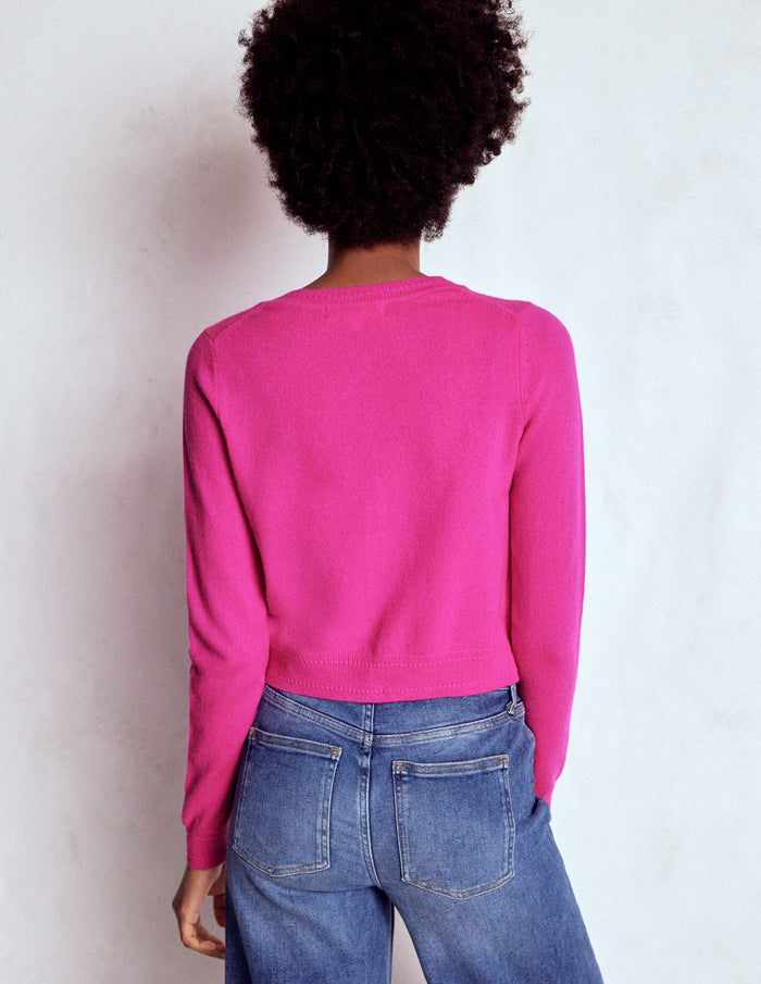 Eva Cashmere Cropped Cardigan Pop Pansy